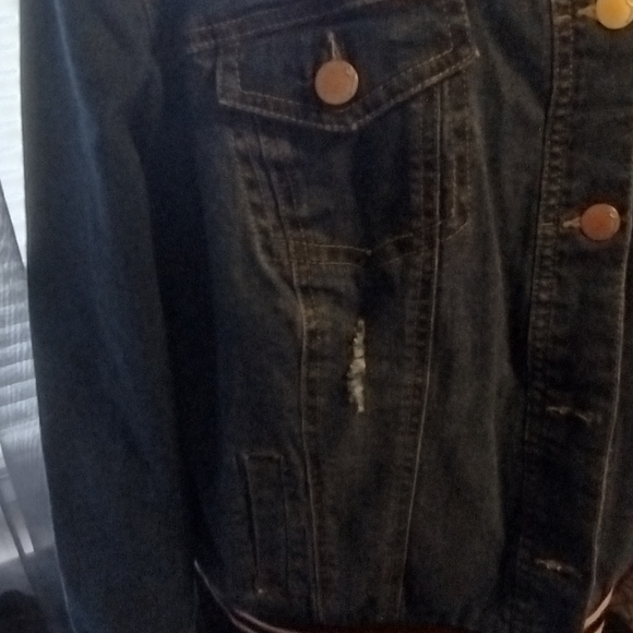 Dollhouse Blue Denim Jacket with Striped Cuffs - Picture 3 of 7
